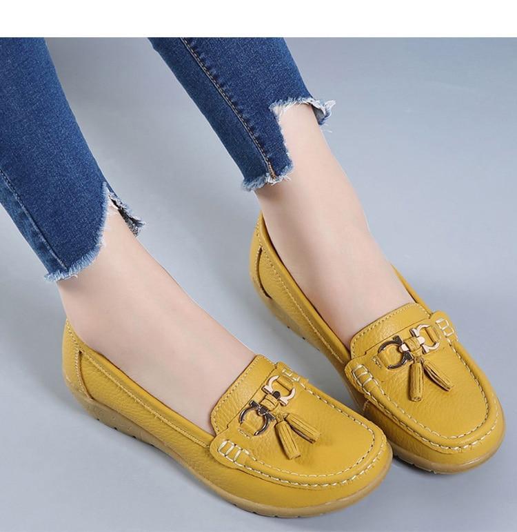 Womens Flat Boat Shoes with Bow knot/Leather Moccasins Flats Ballerina Ladies Shoe Black Red White Blue The GoatFind 