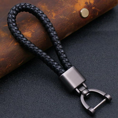 Hand Woven Horseshoe Buckle Leather Car Key Chain/Key Rings Holder - The GoatFind