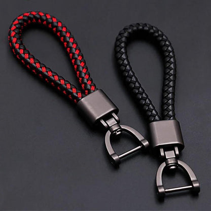 Hand Woven Horseshoe Buckle Leather Car Key Chain/Key Rings Holder - The GoatFind