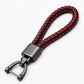 Hand Woven Horseshoe Buckle Leather Car Key Chain/360 Degree Rotating Key Rings Holder Genuine The GoatFind Black X Red 