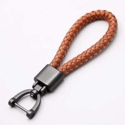 Hand Woven Horseshoe Buckle Leather Car Key Chain/360 Degree Rotating Key Rings Holder Genuine The GoatFind Brown 