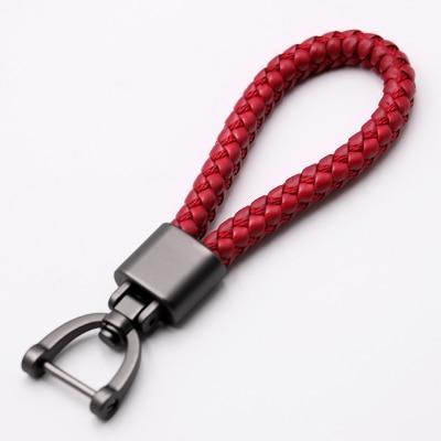Hand Woven Horseshoe Buckle Leather Car Key Chain/360 Degree Rotating Key Rings Holder Genuine The GoatFind Deep Red 