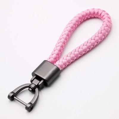 Hand Woven Horseshoe Buckle Leather Car Key Chain/360 Degree Rotating Key Rings Holder Genuine The GoatFind Light Pink 