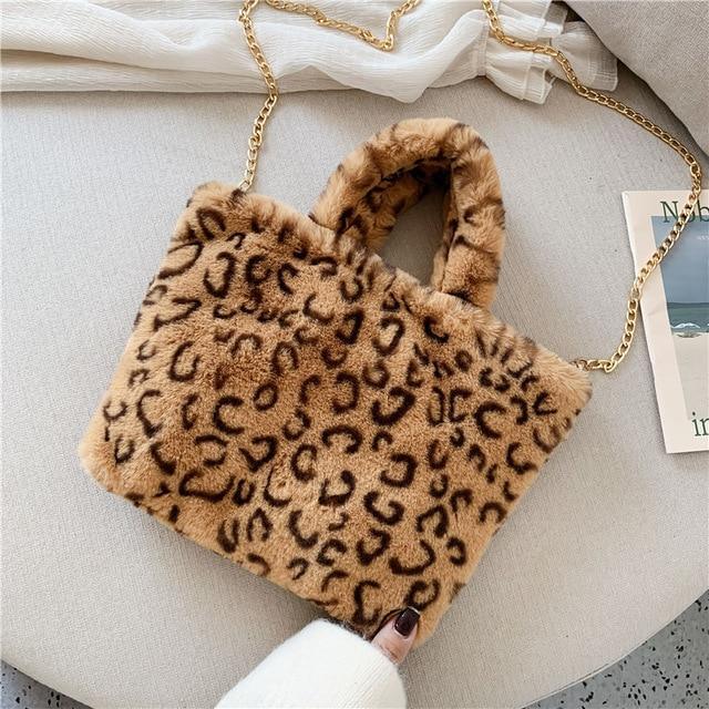 Leaopard Animal Print Plush Shoulder bag/ Soft fur handbag The GoatFind Yellow Cheetah 