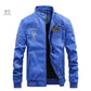 Mens Bomber PU/Faux Leather Baseball Jacket/Pilot Varsity Jacket The GoatFind Blue M 