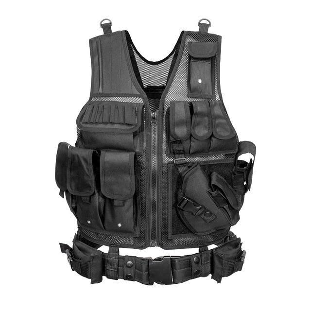 Mens Military Tactical Combat Vest/Hunting Vest Army Adjustable Outdoor The GoatFind BLACK 