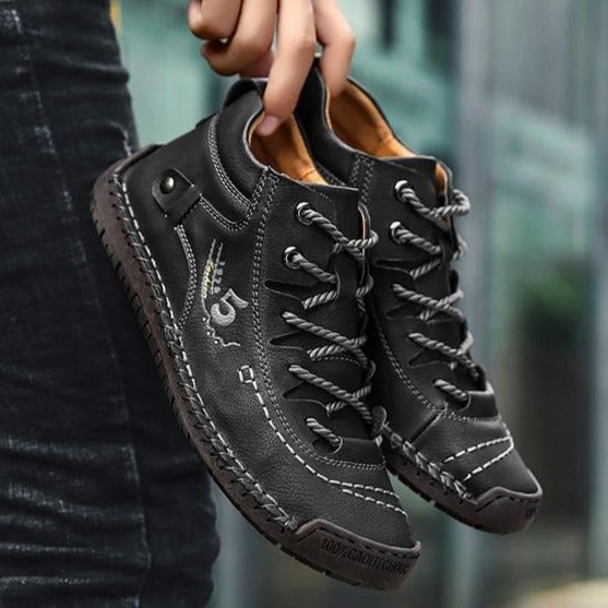 Mens Uber Cool Leather Casual Shoes/Lace up Soft Flat Footwear The G.O.A.T. Find black plush 13 