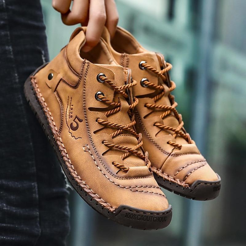 Mens Uber Cool Leather Casual Shoes/Lace up Soft Flat Footwear The G.O.A.T. Find brown plush 7 