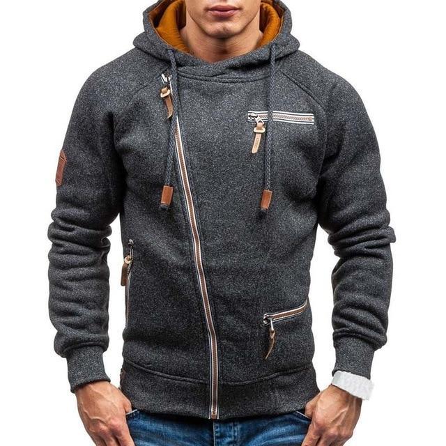 Modern Slim Zipper Hoodies Sweatshirts/ Hooded Mens Streetwear The GoatFind Black S 