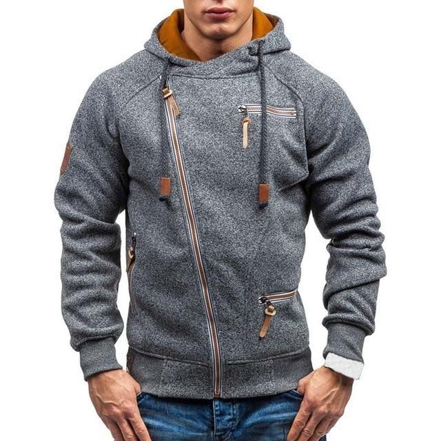 Modern Slim Zipper Hoodies Sweatshirts/ Hooded Mens Streetwear The GoatFind Dark Grey S 