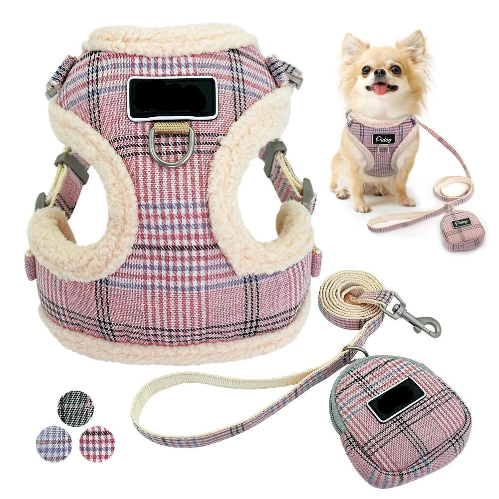 No Pull Small Dog Harness Vest/Adjustable Cat Harness Leash Set For Small Medium Dogs Chihuahua Poms Frenchie The GoatFind Pink M 