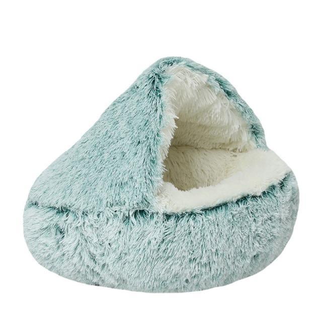 Plush Super Soft Sleeping Cat bed/Small Dog Warm Round Basket Beds The GoatFind Green Long Plush 40X40X16cm 