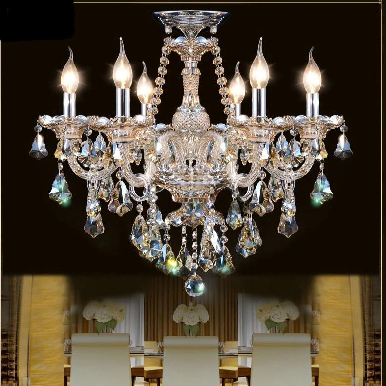 Premium Vintage Candle Light Crystal Gold Hanging Chandeliers The G.O.A.T. Find Gold with Cognac 6 Arm Lights Without Bulbs
