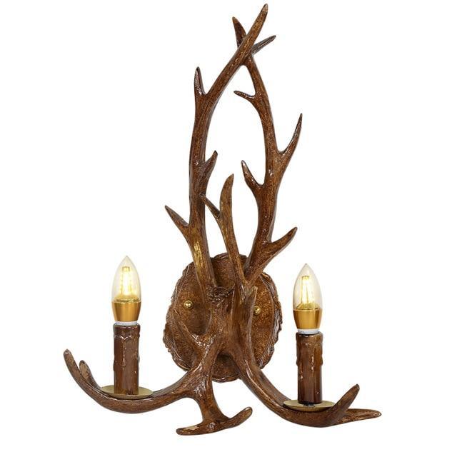 Premium Vintage Retro Deer Antler Horn LED Candles Chandelier The GoatFind 2 lights 2 