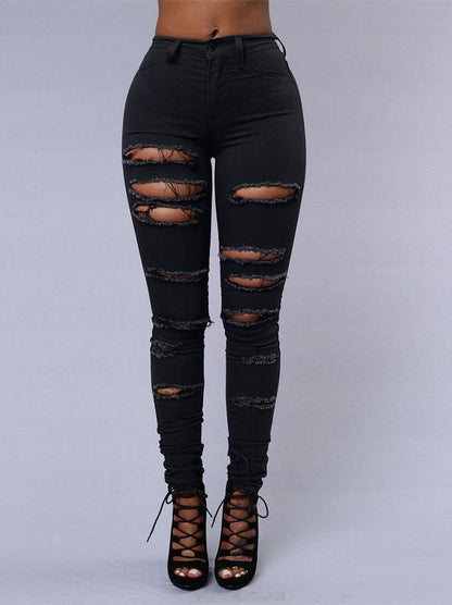 Ripped Skinny jeans - Black/White - The GoatFind
