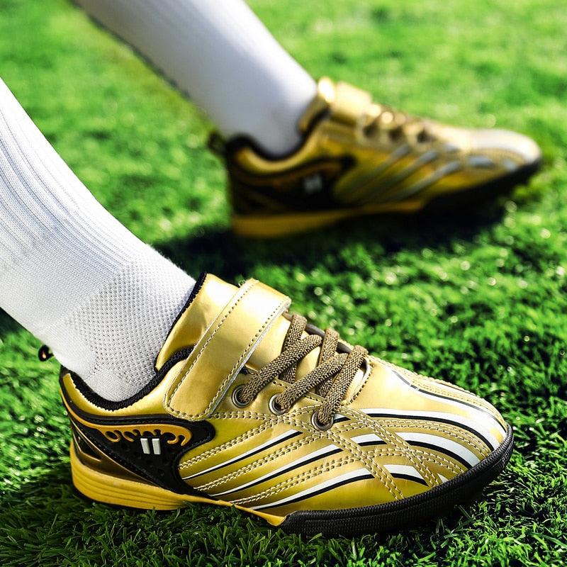 Kids Youth PU Leather Gold Soccer Cleats - The GoatFind