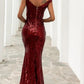Sequin Off Shoulder Evening Mermaid Gown/Shimmering Sequins Maxi Floor Dress - The GoatFind