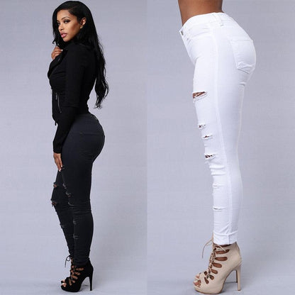 Ripped Skinny jeans - Black/White - The GoatFind