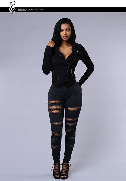 Ripped Skinny jeans - Black/White - The GoatFind