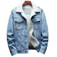 Mens Winter Warm Denim Jacket Coat Fleece/Cowboy Jeans Jacket - The GoatFind