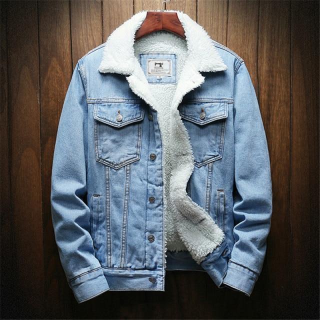 Mens Winter Warm Denim Jacket Coat Fleece/Cowboy Jeans Jacket - The GoatFind
