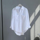 Womens Korean Style Long Sleeve Shirts/Oversize Blouses Vintage White Blue - The GoatFind