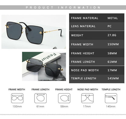 Bee Womens Square Sunglasses/Oversize Rimless Sunglasses Women - The GoatFind