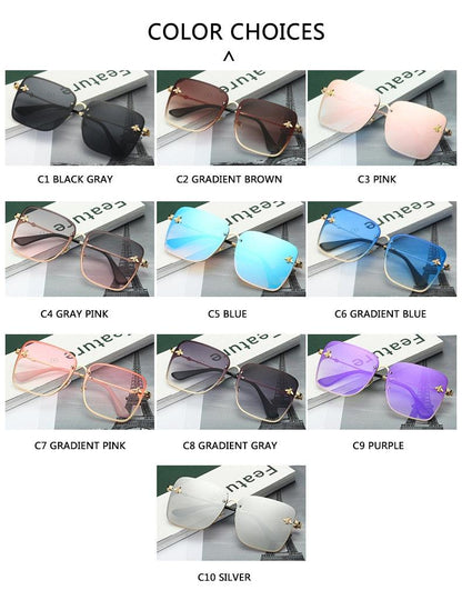 Bee Womens Square Sunglasses/Oversize Rimless Sunglasses Women - The GoatFind