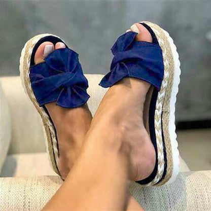 Women Bow Platform Sandals/Slipper Outdoor Flip-flops Wedge Sandals - The GoatFind