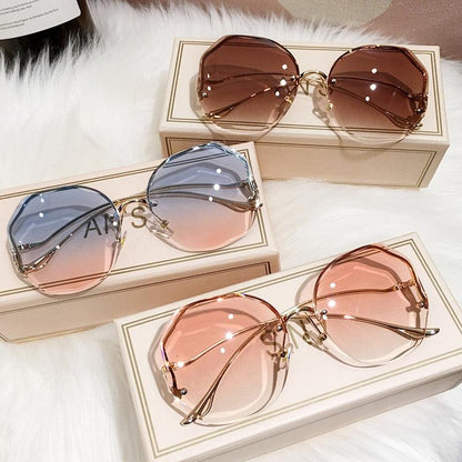 Oversized Gradient Sunglasses/Oval Octagonal Sunglasses - The GoatFind