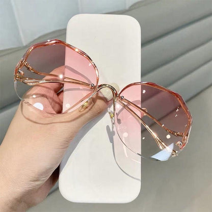 Oversized Gradient Sunglasses/Oval Octagonal Sunglasses - The GoatFind