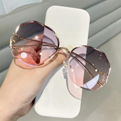 Oversized Gradient Sunglasses/Oval Octagonal Sunglasses - The GoatFind
