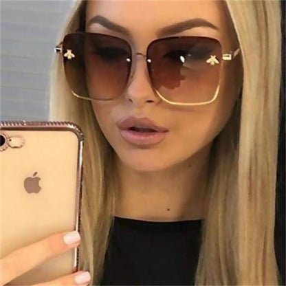 Bee Womens Square Sunglasses/Oversize Rimless Sunglasses Women - The GoatFind
