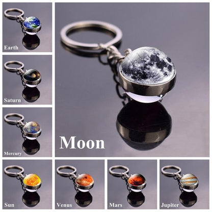 Solar System Galaxy Planet Glass ball Key Rings - The GoatFind