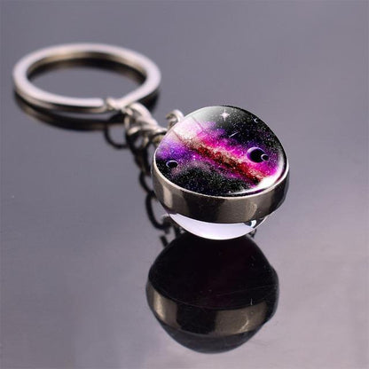 Solar System Galaxy Planet Glass ball Key Rings - The GoatFind