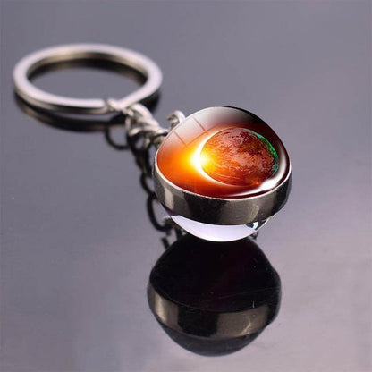 Solar System Galaxy Planet Glass ball Key Rings - The GoatFind