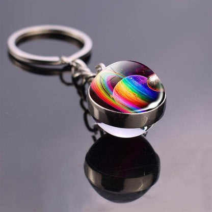 Solar System Galaxy Planet Glass ball Key Rings - The GoatFind
