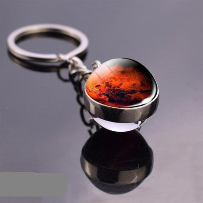 Solar System Galaxy Planet Glass ball Key Rings - The GoatFind