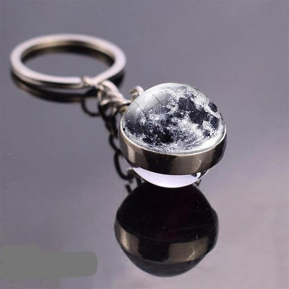 Solar System Galaxy Planet Glass ball Key Rings The G.O.A.T. Find Moon 