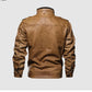 Stylish Mens Stand Collar Zipper Leather Jacket/Motorcycle Biker Faux PU Leather Coats - The GoatFind