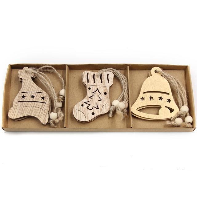 Vintage Wooden Pendants Ornaments Christmas Tree Decorations -12pcs in Box The GoatFind Box-Type K 