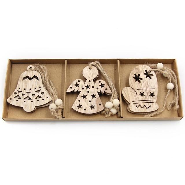 Vintage Wooden Pendants Ornaments Christmas Tree Decorations -12pcs in Box The GoatFind Box-Type M 