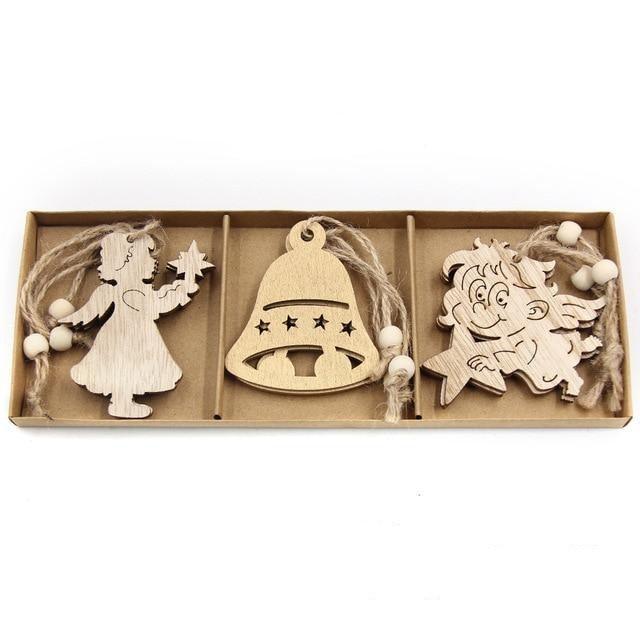 Vintage Wooden Pendants Ornaments Christmas Tree Decorations -12pcs in Box The GoatFind Box-Type R 