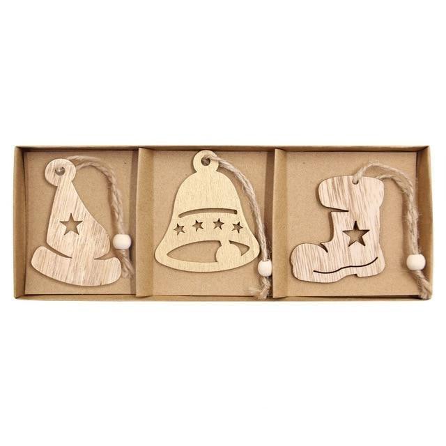 Vintage Wooden Pendants Ornaments Christmas Tree Decorations -12pcs in Box The GoatFind Box-Type V 