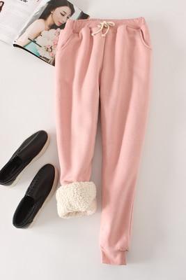Womens Casual Thick Cashmere Track Pants/Loose Long Lambskin Trousers Plus Size The G.O.A.T. Find Pink XL 