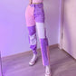 Womens Denim Patchwork Streetwear High Waisted Fly Straight Loose Jeans Pants The GoatFind Pink Patchwork Jeans XXL - Waist 34.6 inch 