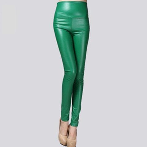 Green Faux Leather Pants