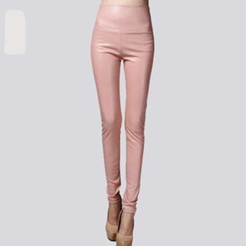 Nude Pink Faux Leather Leggings