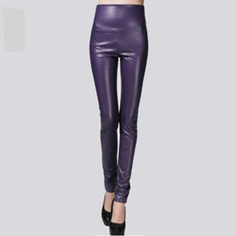 Purple Faux Leather Pants