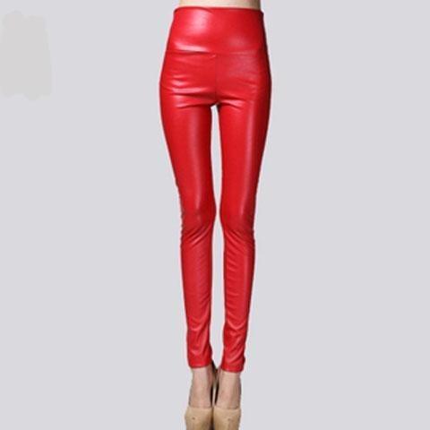 Red Faux Leather Pants Skinny